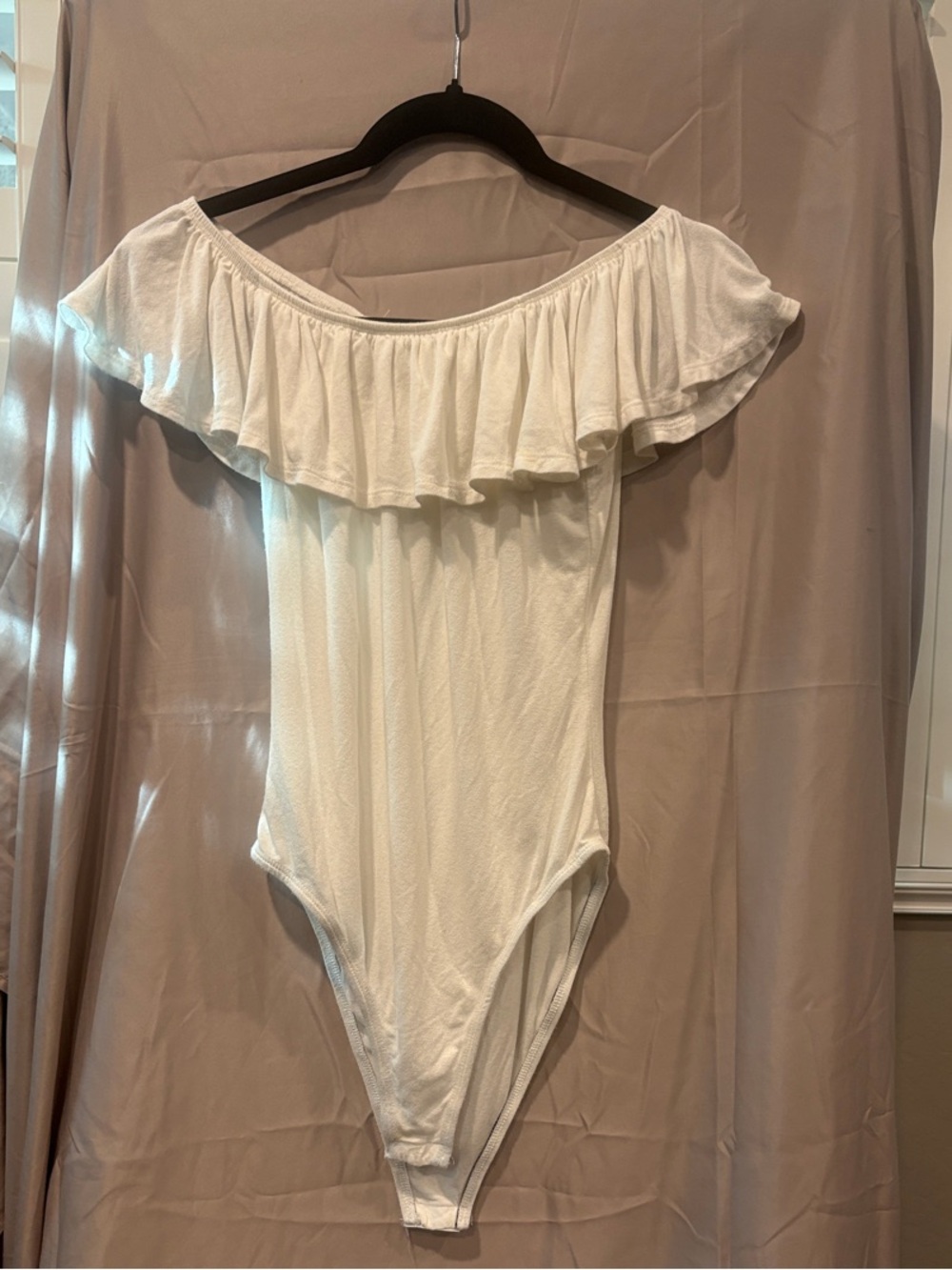 Rebel Sugar White Ruffle Off-Shoulder One-Piece Bodysuit